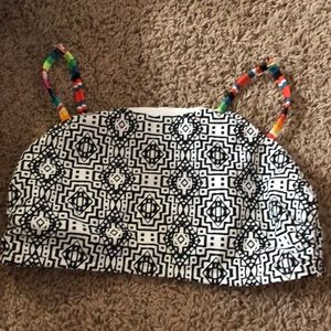 Black, white, and rainbow swimsuit top